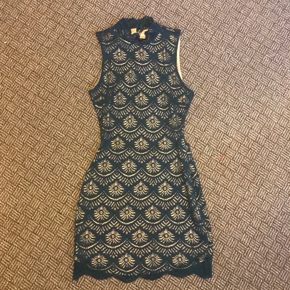 Teal Lace Bodycon Dress